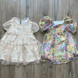 Zara Bundle Cream and Floral Kids Dress Duo